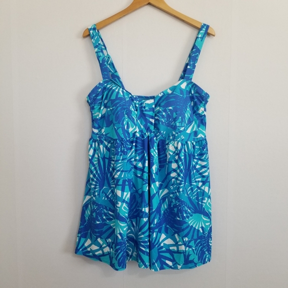 NWT Avenue Blue Tropical Print Swim Dress Size 18 - Picture 3 of 9
